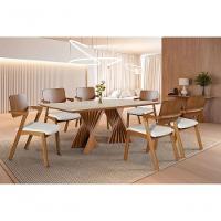Sala De Jantar Moderna Madeira Maciça 6 Cadeiras 1,80x0,90m Diamante - Harmonia Salas - 1