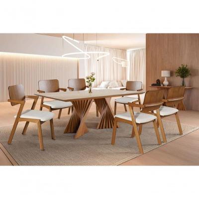 Sala De Jantar Moderna Madeira Maciça 6 Cadeiras 1,60x0,90m - Diamante - Harmonia Salas