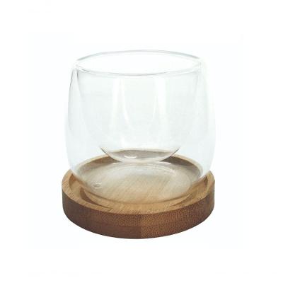 Dupla De Copos Vidro Boro Com Suporte Bambu 80 Ml Mimo Style