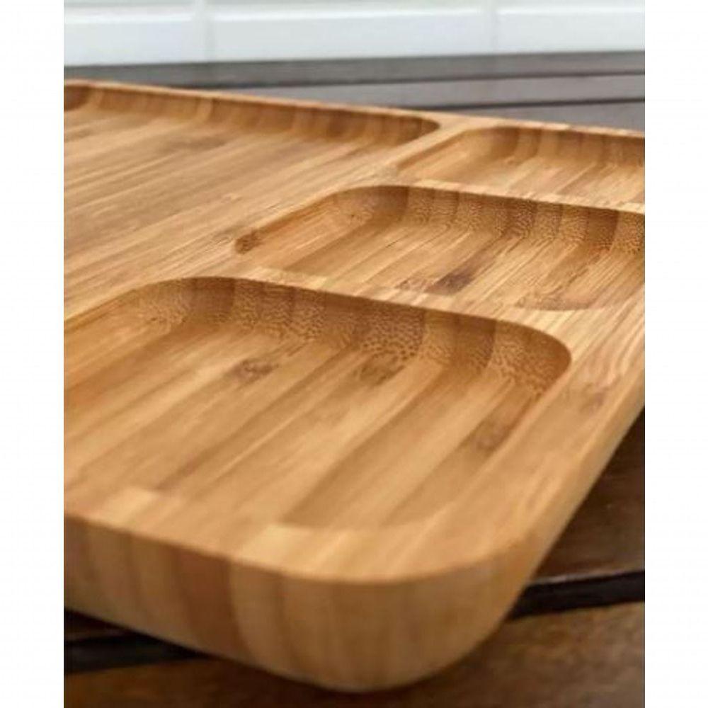 Petisqueira Retangular Com Divisões Ecokitchen Bambu 25 Cm - Mimo Style - Bm20392 - 3