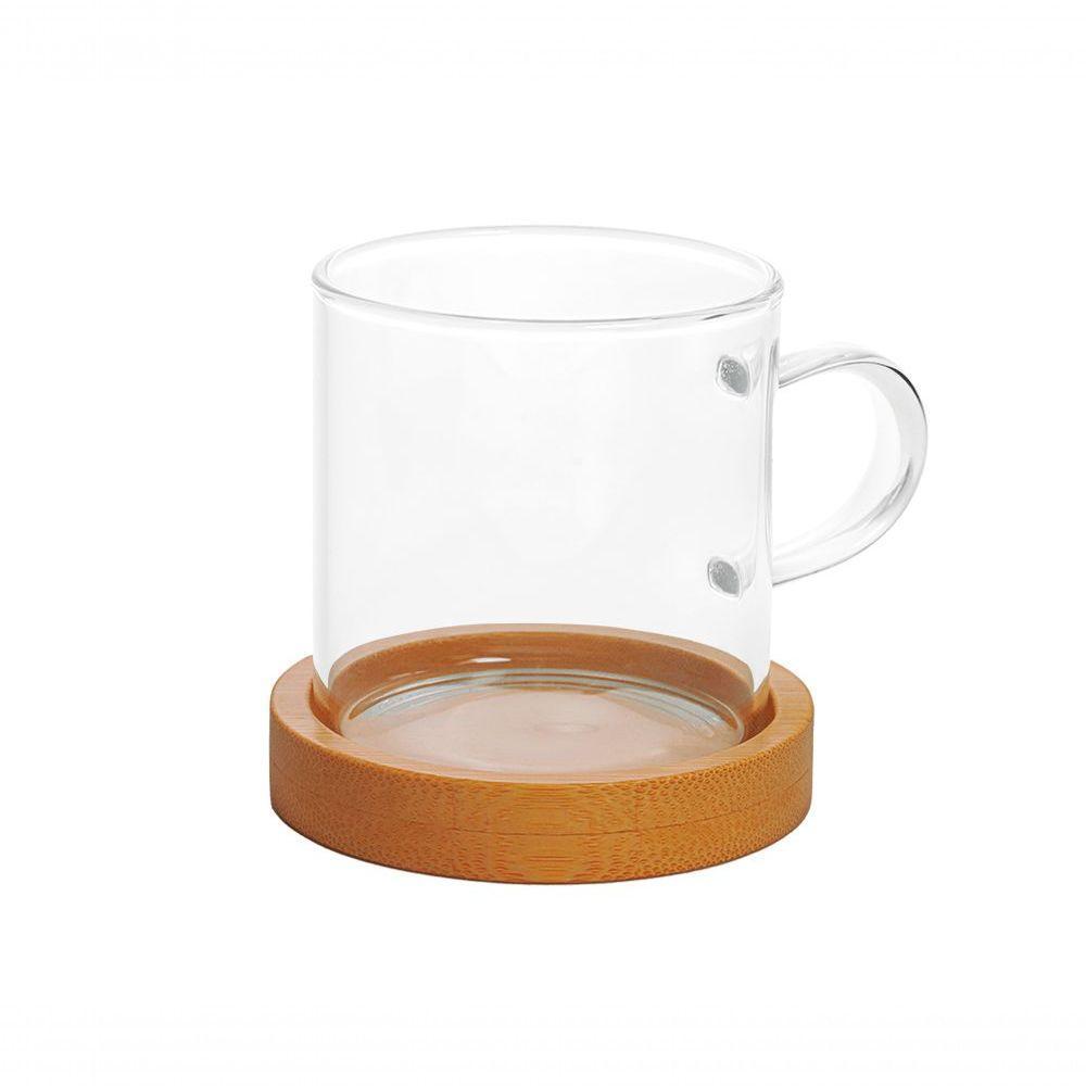 Dupla De Caneca Vidro Boro Com Base Bambu 100 Ml Mimo Style - 1