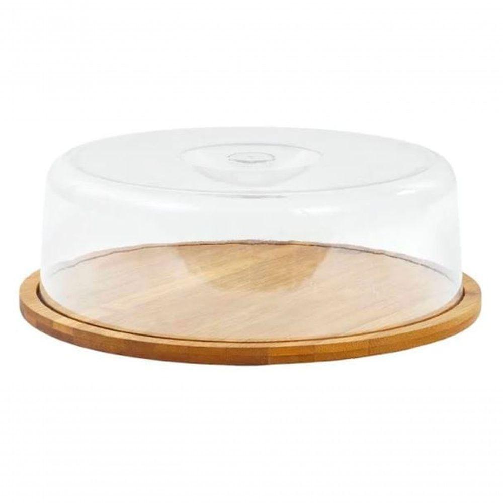 Porta Bolo Com Tampa Ecokitchen Bambu E Acrílico 28x28 Cm - Mimo Style - Bm19160 - 1