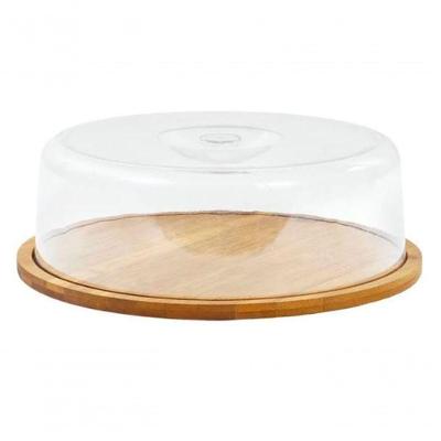 Porta Bolo Com Tampa Ecokitchen Bambu E Acrílico 28x28 Cm - Mimo Style - Bm19160