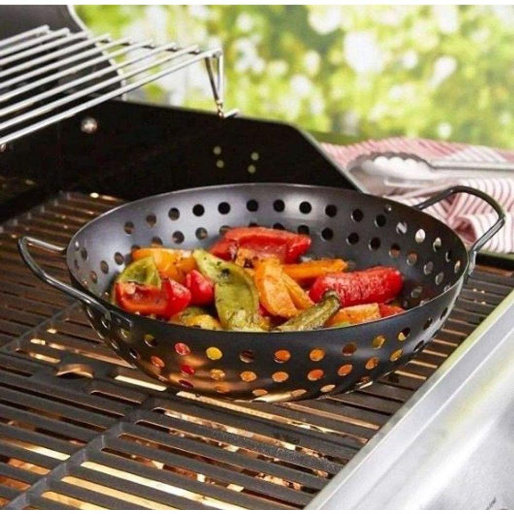 Grelha Perfurada Redonda Para Churrasqueira Em Inox Preto 34 Cm - Mimo Style - Ah20095 - 2