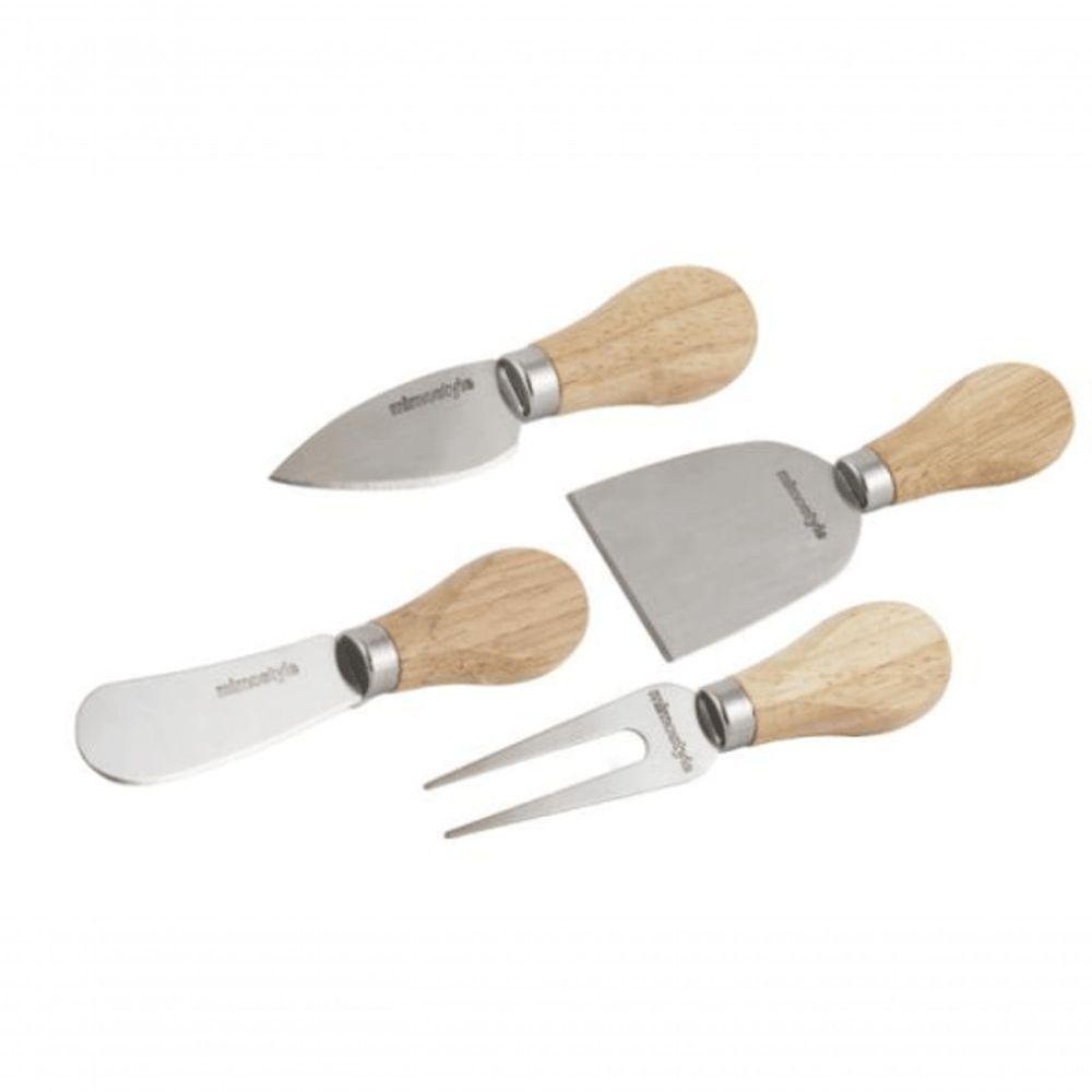 Jogo Para Queijo De Inox Com Cabo De Madeira 4 Peças - Mimo Style - Ala13002 - 1