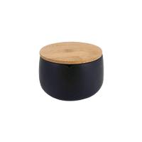 Porta Algodão Black Tampa Bambu 8 Cm Mimo Style Bh22259 - 1
