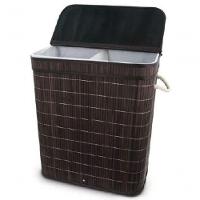 Cesto Duplo Com Tampa Em Bambu Escuro 53x60 Cm - Mimo Style - Bm20200 - 1