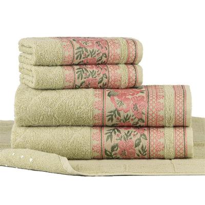 Jogo Toalhas De Banho Fio Penteado 5 Peças Jacquard - Nice - Malva