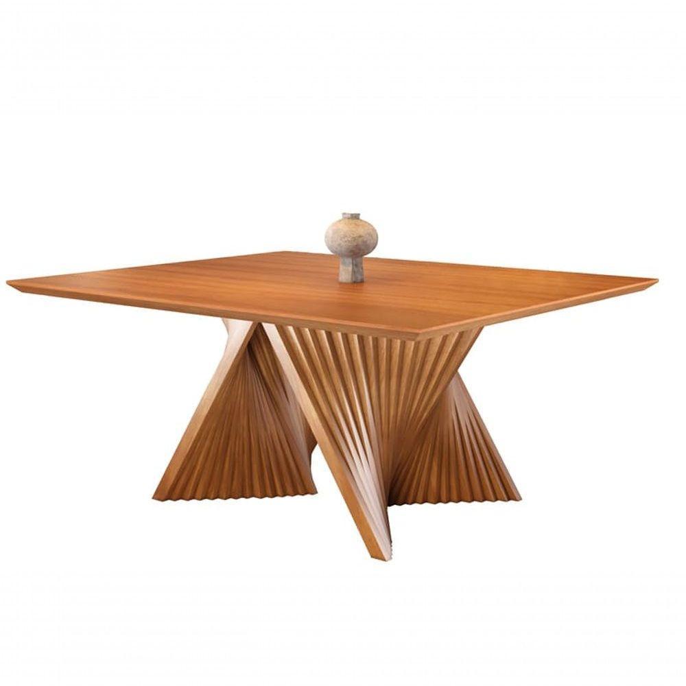 Mesa De Jantar Quadrada Madeira Maciça Com Base Torcida 1,40x1,40m Topázio - 1