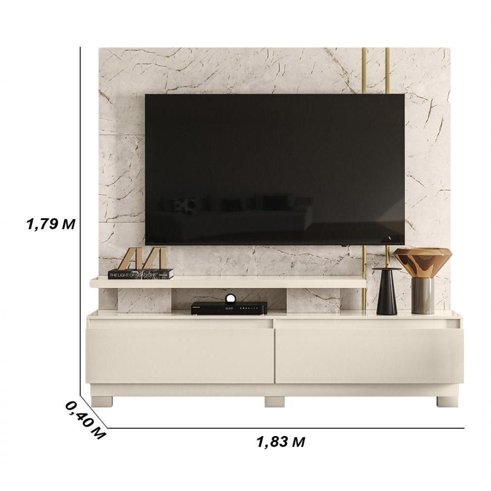 Estante Home Theater Para Tvs Até 75 Polegadas New Apolo - Calacata-off White - 2