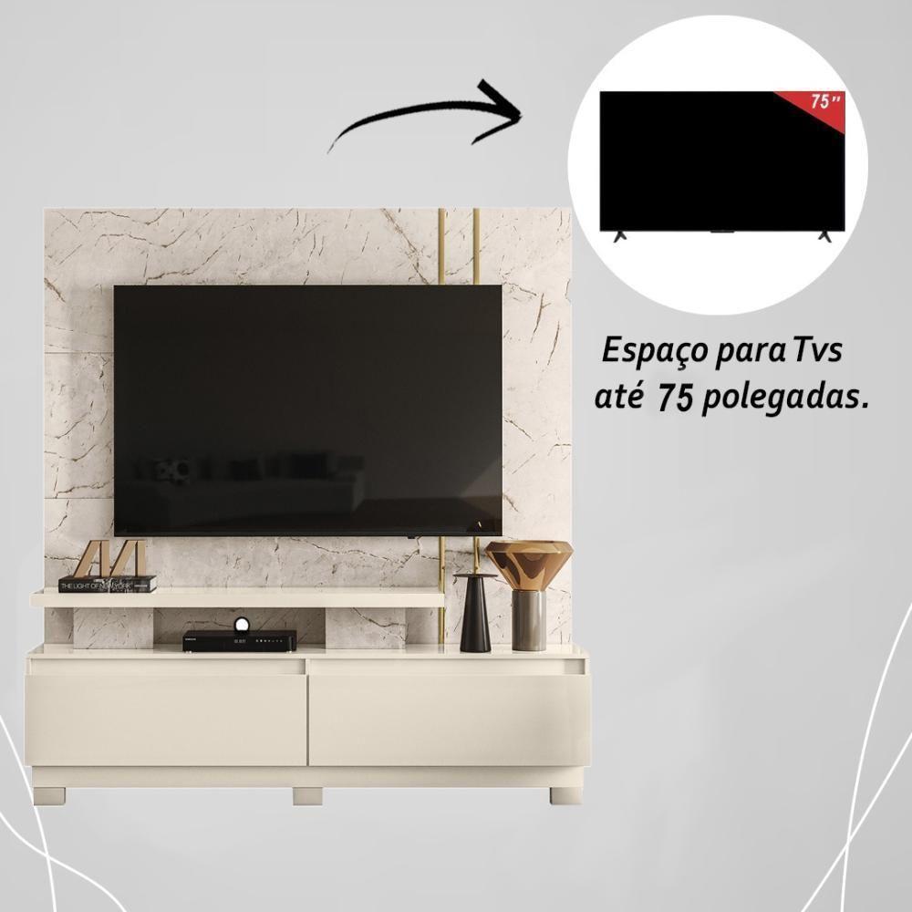 Estante Home Theater Para Tvs Até 75 Polegadas New Apolo - Calacata-off White - 4