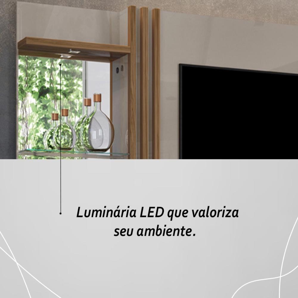 Estante Home Theater 2 Portas Com Espelho Led Frizz Plus - Fendi-naturale - 5