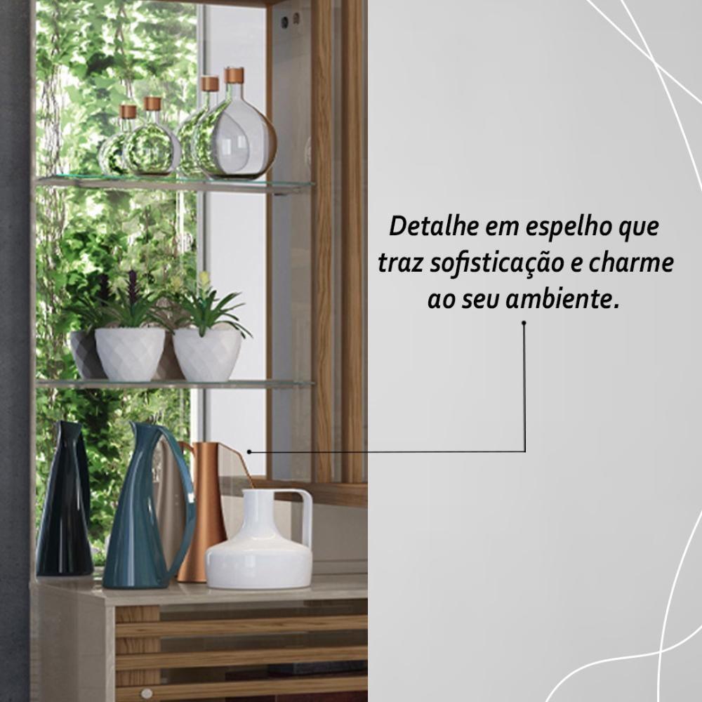 Estante Home Theater 2 Portas Com Espelho Led Frizz Plus - Fendi-naturale - 6