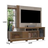 Estante Home Theater 2 Portas Com Espelho Led Frizz Plus - Fendi-naturale - 2