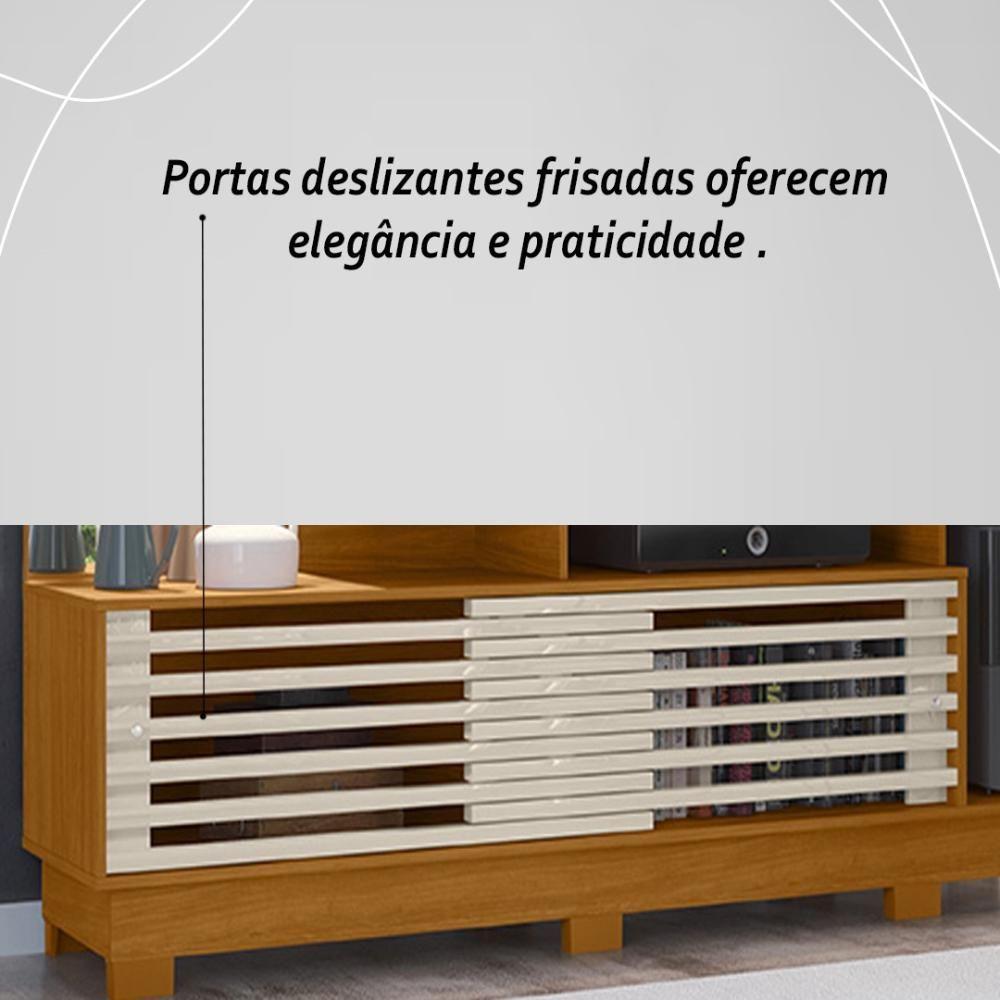 Estante Home Theater 2 Portas Com Espelho Led Frizz Plus - Cinamomo-off White - 7