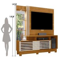 Estante Home Theater 2 Portas Com Espelho Led Frizz Plus - Cinamomo-off White - 3