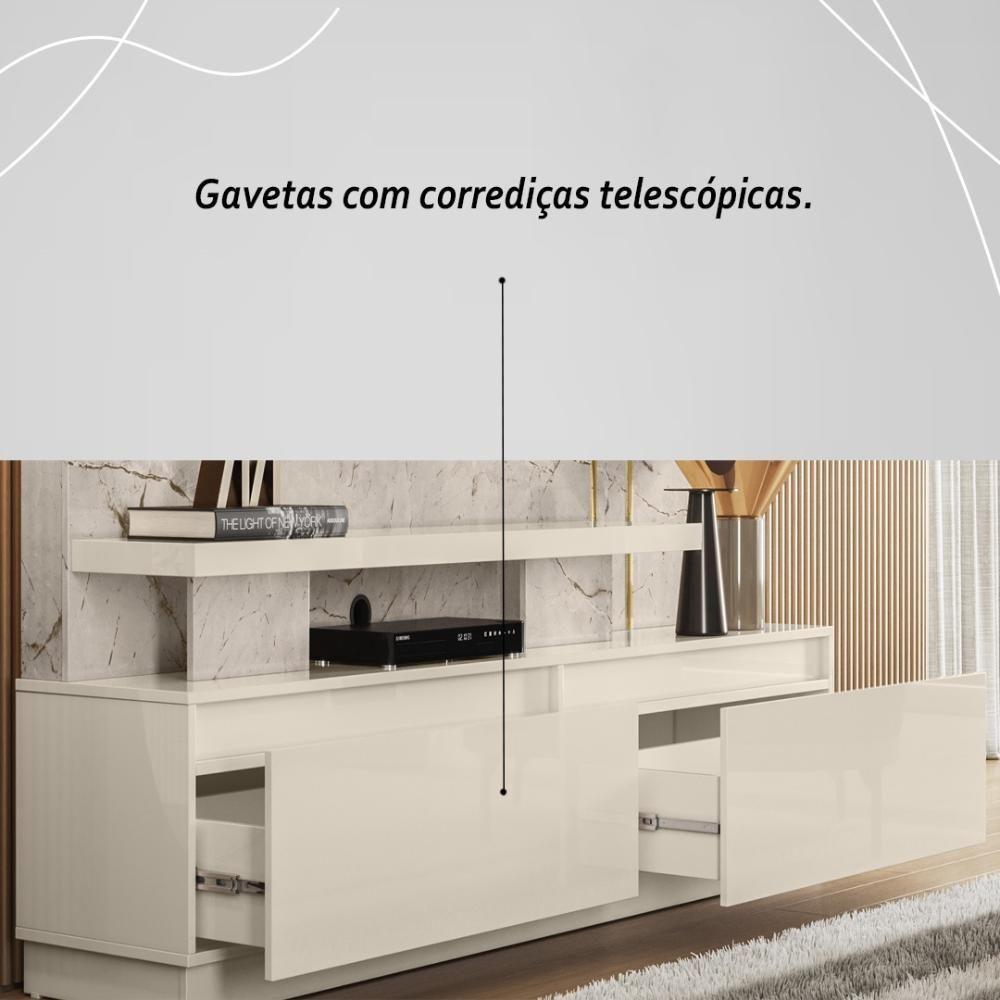 Estante Home Theater Para Tvs Até 75 Polegadas New Apolo - Cinamomo-off White - 5