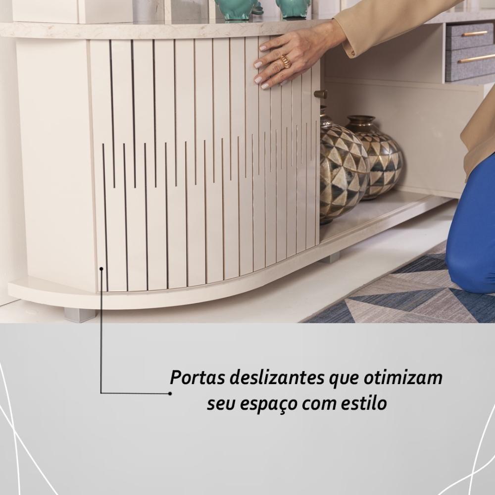 Estante Home Theater 1 Porta 2 Gavetas Com Led Le Mans - Cinamomo-off White - 5