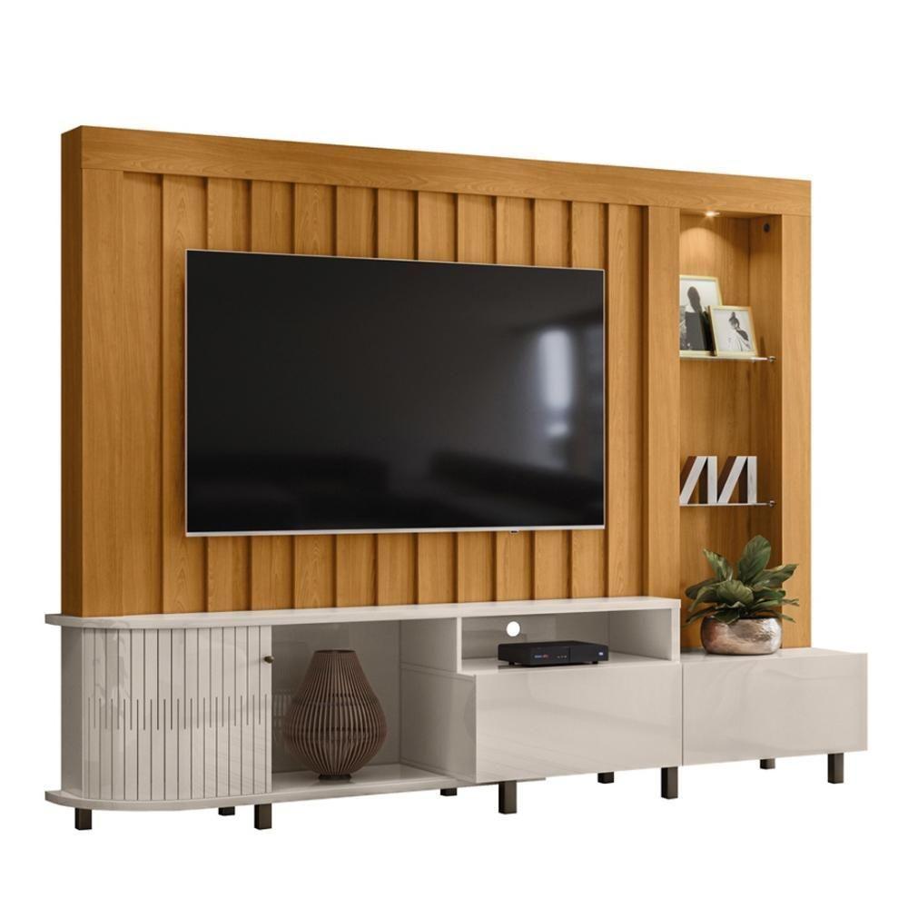 Estante Home Theater 1 Porta 2 Gavetas Com Led Le Mans - Cinamomo-off White - 6