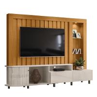 Estante Home Theater 1 Porta 2 Gavetas Com Led Le Mans - Cinamomo-off White - 6