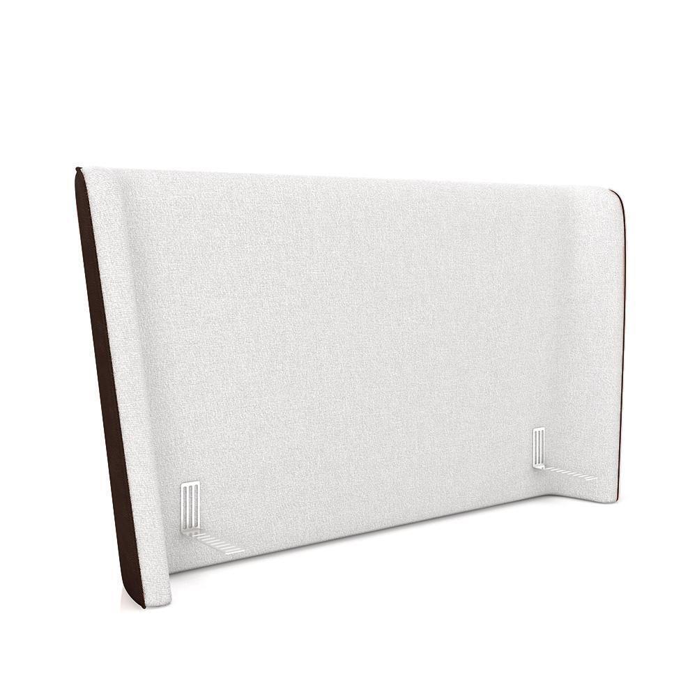 Cabeceira Design Para Cama Queen Torres Pés Em Madeira Pu/bouclê Marrom/off White G91 - Gran Belo - 1