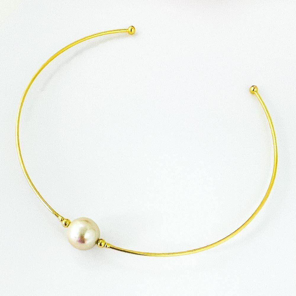 Colar Aro Com Perola No Centro Banhada A Ouro 18k - 1