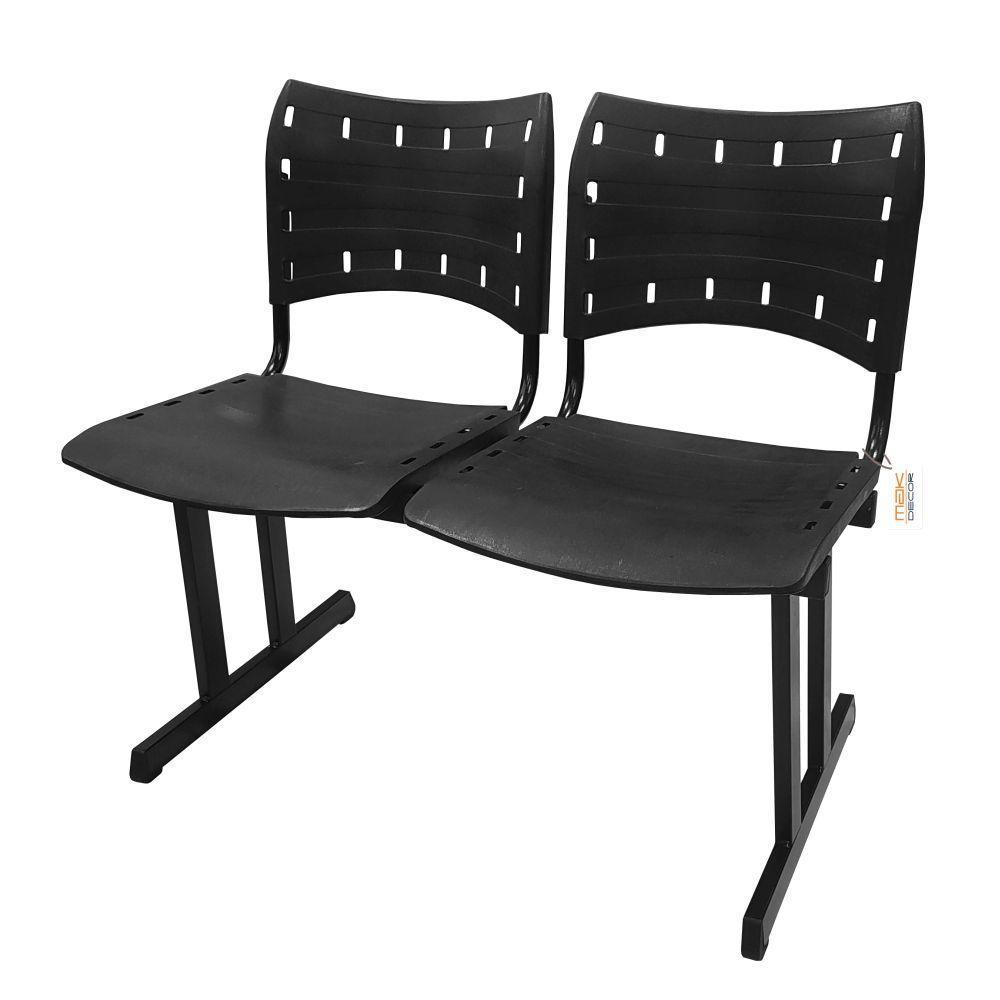 Cadeira Iso Pp Rp Longarina 2 Lugares Preta - 1