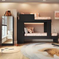 Beliche Para Colchão 78x188cm Com 1 Porta E Sapateira Com Espelhos Multimóveis Mp4370 Preto - 1