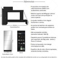 Beliche Para Colchão 78x188cm Com 1 Porta E Sapateira Com Espelhos Multimóveis Mp4370 Preto - 6