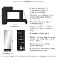 Beliche Com Colchões Inclusos 1 Porta E Sapateira Com Espelhos Multimóveis Mp4371 Preto - 6