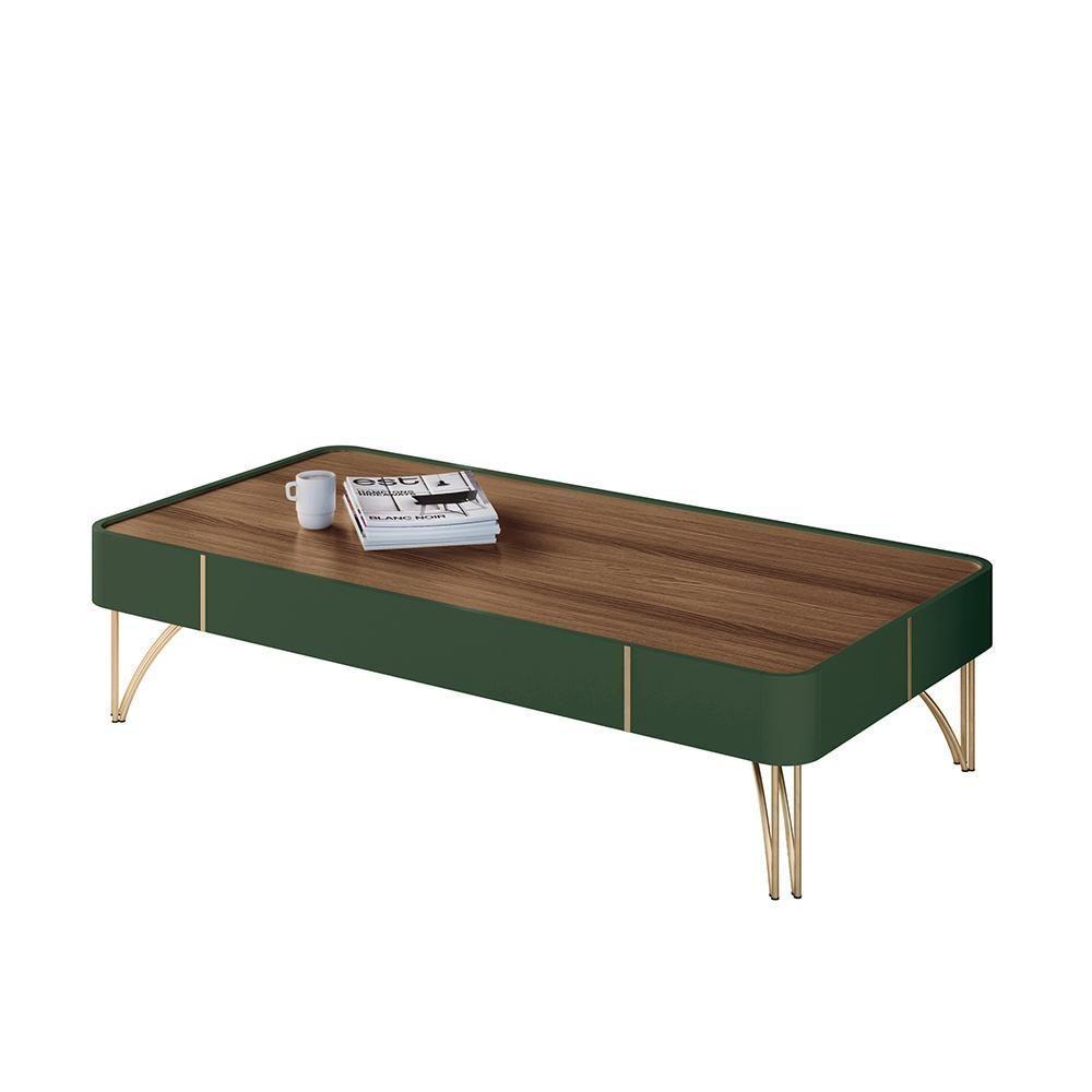 Mesa De Centro Decorativa Rennes Mdp/mdf Pés De Aço Verde Pistache/castanho G26 Gran Belo - 2