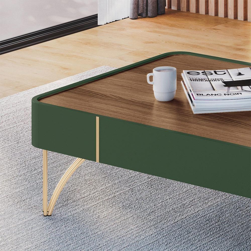 Mesa De Centro Decorativa Rennes Mdp/mdf Pés De Aço Verde Pistache/castanho G26 Gran Belo - 5