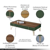 Mesa De Centro Decorativa Rennes Mdp/mdf Pés De Aço Verde Pistache/castanho G26 Gran Belo - 3