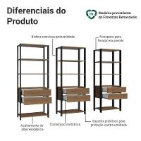 Estante Armário Multiuso Para Livros 6 Gavetas 12 Prateleiras 210cm Madesa Rustic Preto