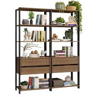 Estante Armário Multiuso Para Livros 4 Gavetas 8 Prateleiras 140cm Rustic Preto Madesa - 3