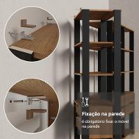 Estante Armário Multiuso Para Livros 4 Gavetas 8 Prateleiras 140cm Rustic Preto Madesa - 8