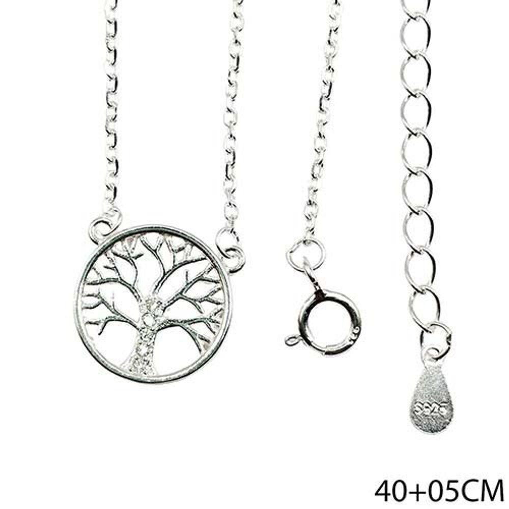 Colar Arvore Da Vida Caule Cravejada Prata 925 - 2