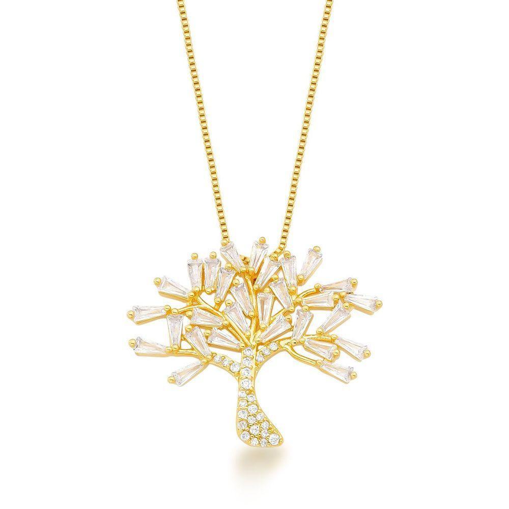 Colar Cravejado Arvore Da Vida Banhado A Ouro 18k - 1
