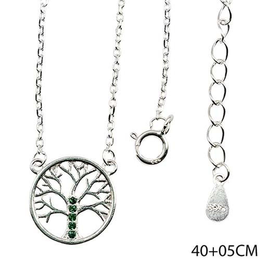 Colar Arvore Da Vida Caule Cravejada Prata 925 - 2