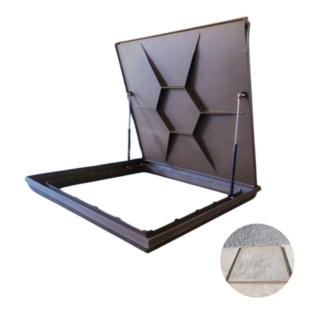 Tampa Articulada Rebaixada Casa Máquinas Piscina 1,00x1,00m Invisivel Marrom - 2