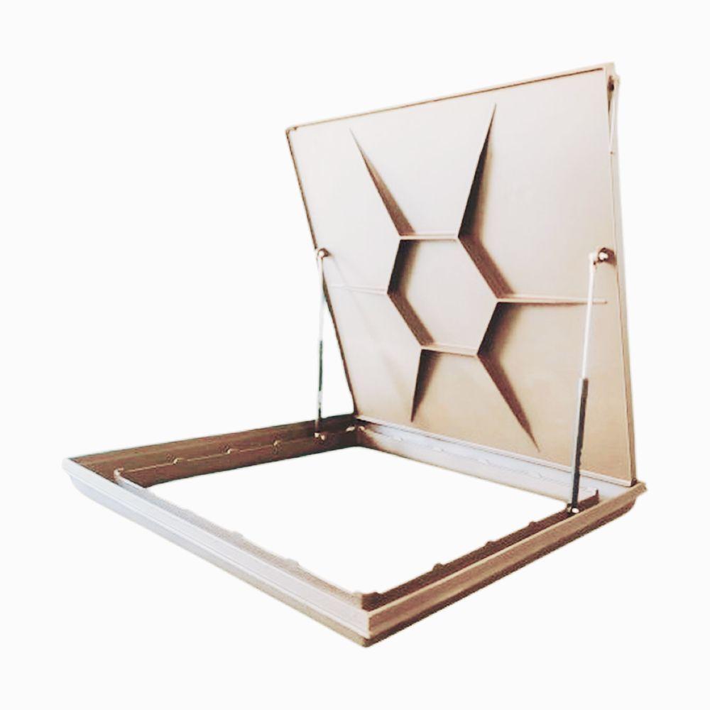 Tampa Articulada Rebaixada Casa Máquinas Piscina 1,00x1,00m Invisivel Bege Escuro - 1