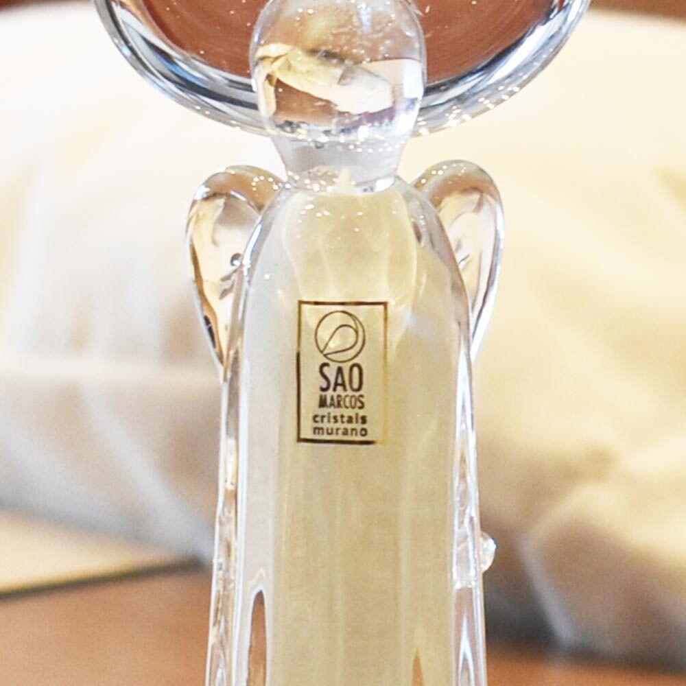 Mini Anjo Em Cristal Murano Pérola São Marcos 20x8cm - 2