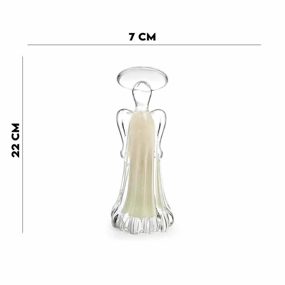 Mini Anjo Em Cristal Murano Pérola São Marcos 20x8cm - 6