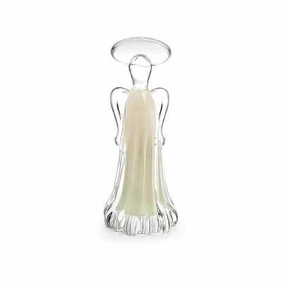 Mini Anjo Em Cristal Murano Pérola São Marcos 20x8cm