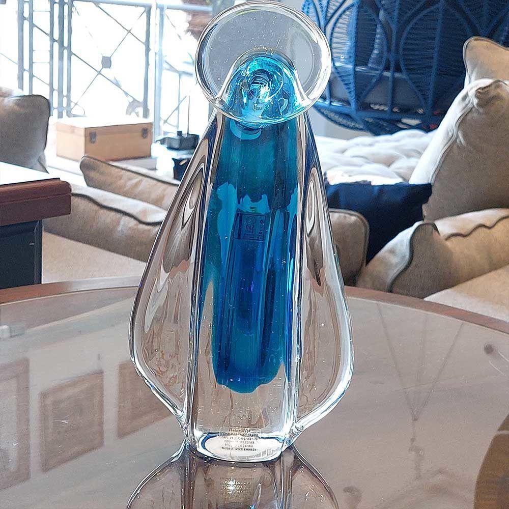 Imagem Santa Vidro Murano Azul Cristais São Marcos 31x17cm - 3
