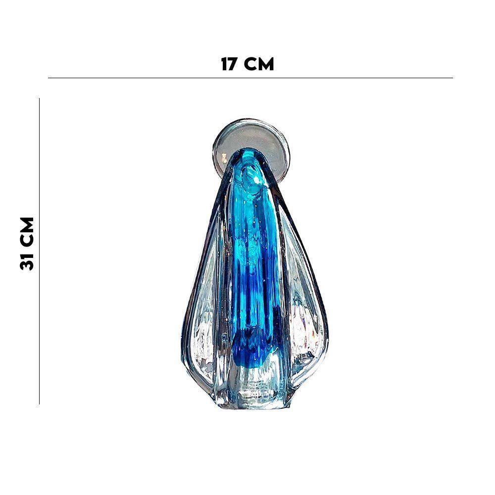 Imagem Santa Vidro Murano Azul Cristais São Marcos 31x17cm - 8