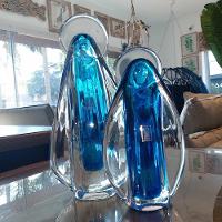 Imagem Santa Vidro Murano Azul Cristais São Marcos 31x17cm - 2