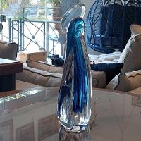 Imagem Santa Vidro Murano Azul Cristais São Marcos 31x17cm