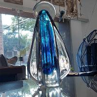 Imagem Santa Vidro Murano Azul Cristais São Marcos 31x17cm - 5