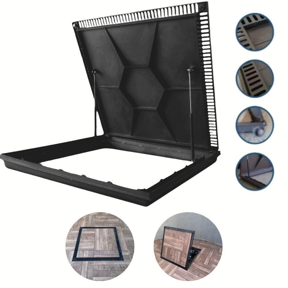 Tampa Para Casa Máquinas Piscina 1,00x1,00m Com Grelha Nossa Kasa Preto - 2